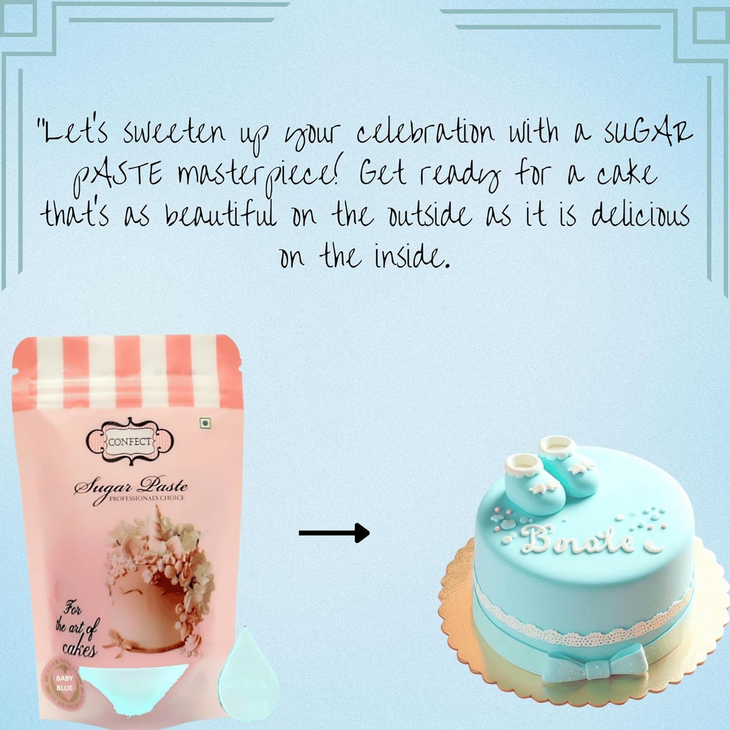 Confect Baby Blue Fondant for Cake Decorating Fondant, Smooth & Ready-to-Use Icing for Christmas Cakes, Cupcakes & Holiday Desserts | Vegan, Gluten-Free, Nut-Free, Palm Oil-Free – 8.8 Oz