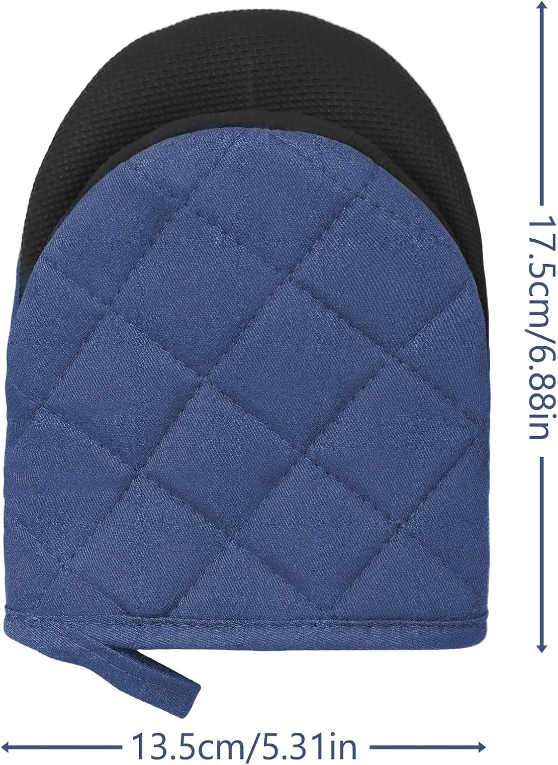 1 Pair Short Oven Mitts, Heat Resistant Silicone Kitchen Mini Oven Mitts for 500 Degrees, Non-Slip Grip Surfaces and Hanging Loop Gloves, Baking Grilling Barbecue Microwave Machine Washable