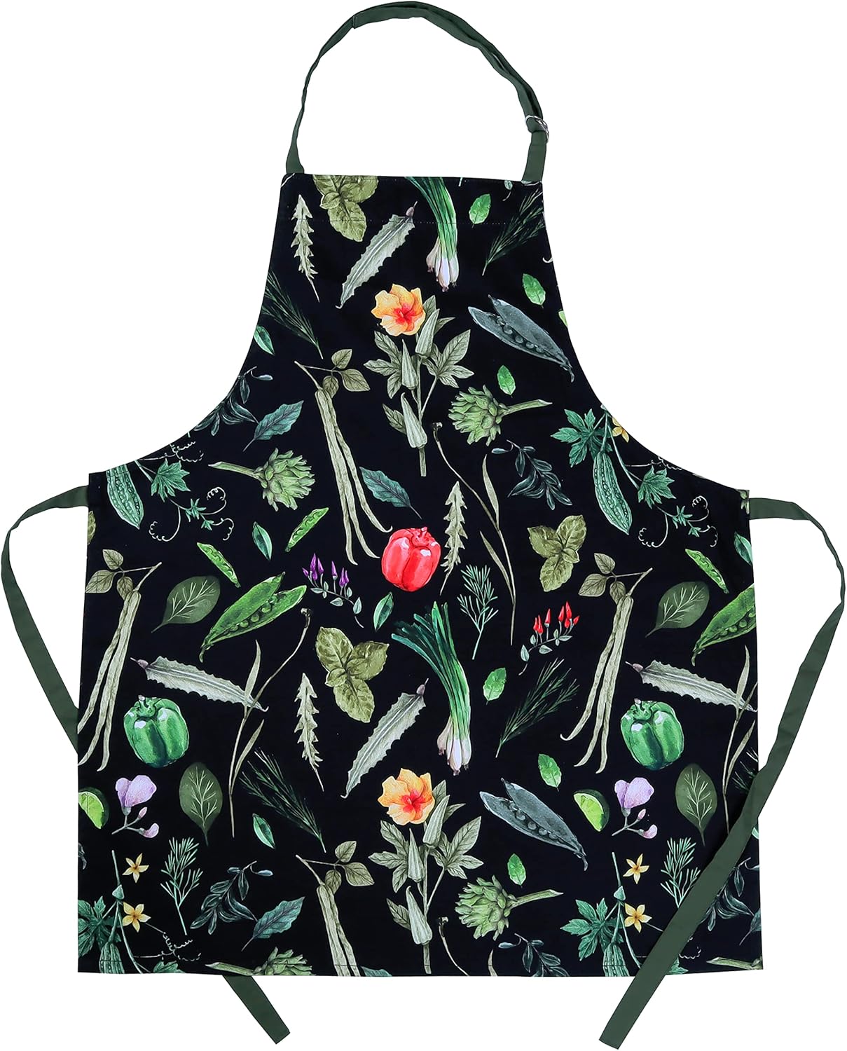 AMOUR INFINI Cotton Kitchen Apron with Adjustable Strap & Waist Ties Reusable Spring Aprons for Baking, Cooking, Gardening (27.5 x 33 Inches - My Garden Apron)