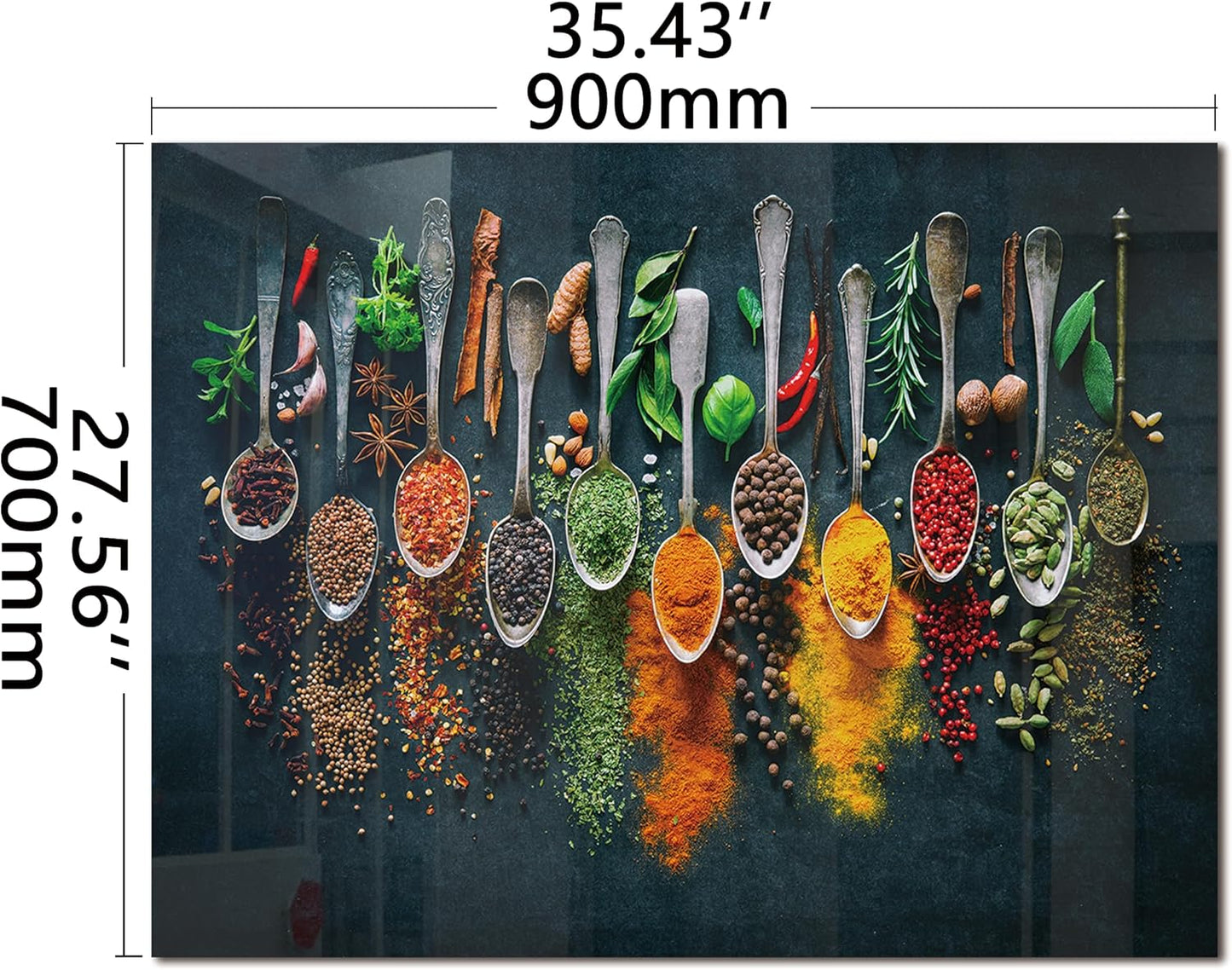 DAIFURONGE Spice Tempered Glass Backsplash For Kitchen Behind Stove,Stove Back Top Cover,Easy to Clean Glass Splashback, Sink Cover Splash Guard,Home Kitchen Wall Decor (35.43"x27.56"(90x70cm))