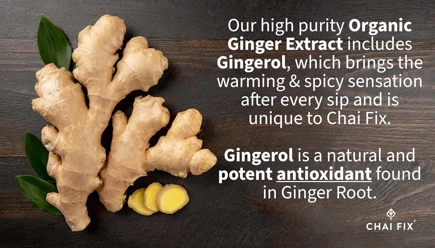 Chai Fix Instant Masala Chai with Milk, Honey and Organic Ginger 16 Servings