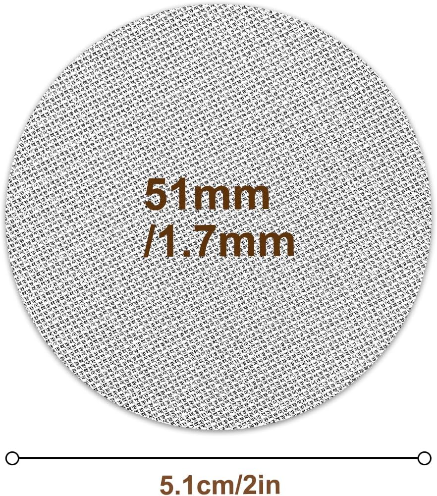 51mm Espresso screen & Food-Grade Silicone Puck Screen Holder, 316 Stainless Steel Puck Screen Kit - 1.7mm Thickness 150μm, 2pack