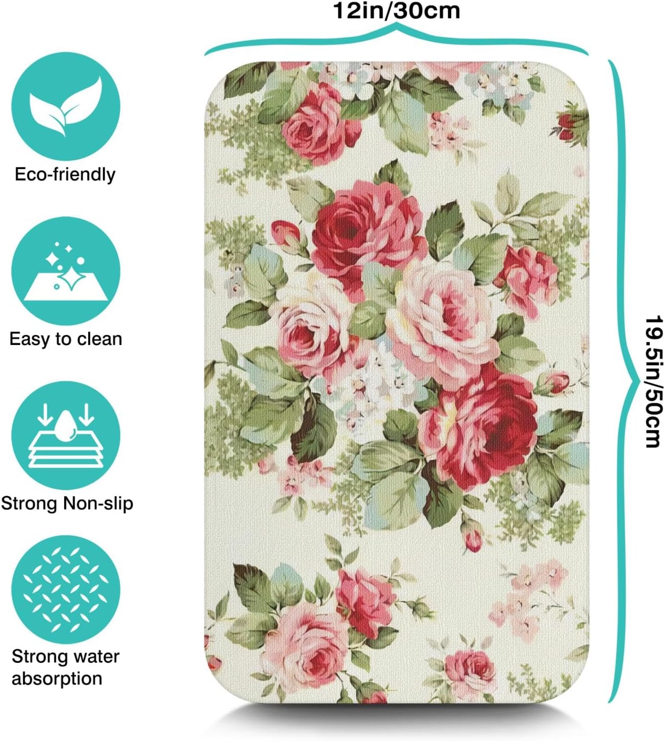 Dish Drying Mat for Kitchen Counter 20x12in Washable Quick Dish Drying Pad Rubber Backed Absorbent Draining Mat Fit Kitchen Counter,Bar,Under Sink,Dishes,Utensils,Dish Rack