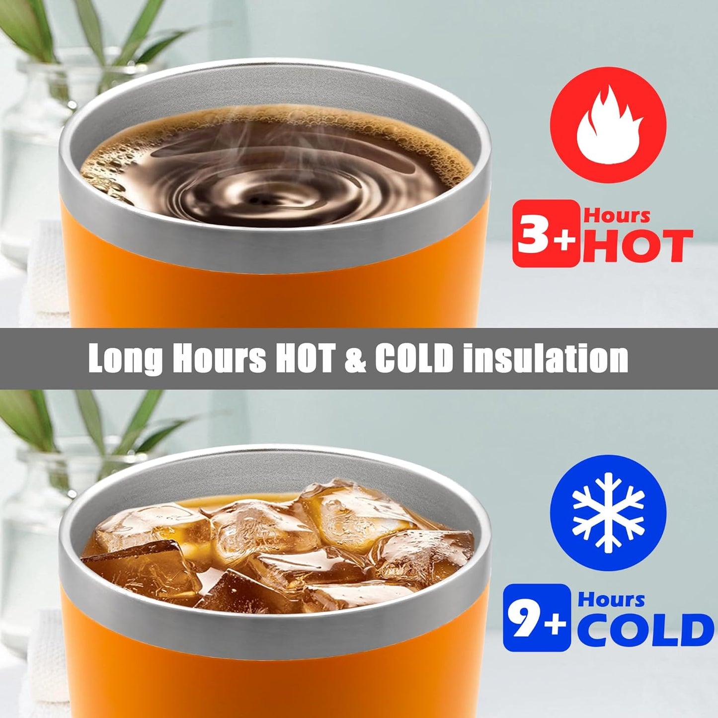 20 oz Tumbler Coffee Tavel Tumblers Bulk with Lid Stainless Steel Double Wall Vacuum Insulated Mug Powder Coated Cups fit Car Cupholder for Hot and Cold - Orange, 12Pack