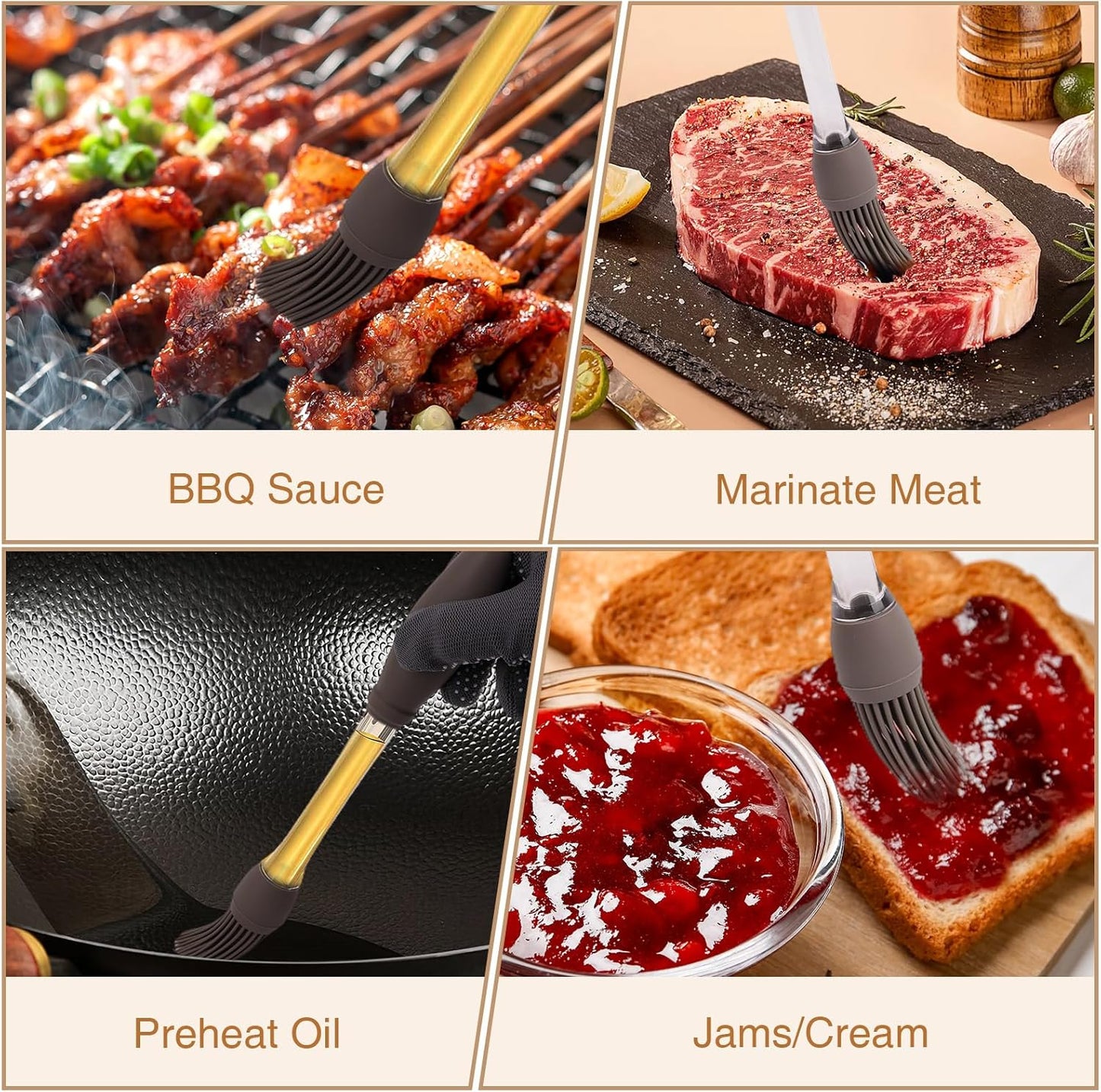 8 Pcs Silicone Brush Cooking Set, Heat Pastry Basting Brush for Home Outdoor Use Cooking BBQ Barbecue Baking