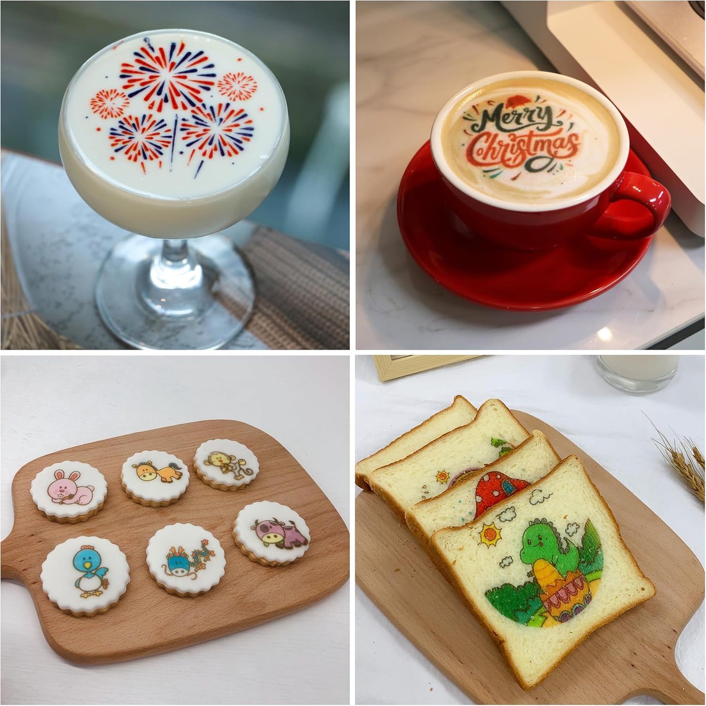 Coffee Latte Art Machine EB-FC1 Food-Grade Coffee Printer Customized Multi-Color Pictures Printing, DIY Personalized Decoration Cake Printer for Cafes Bars, Color FancyBox - Black