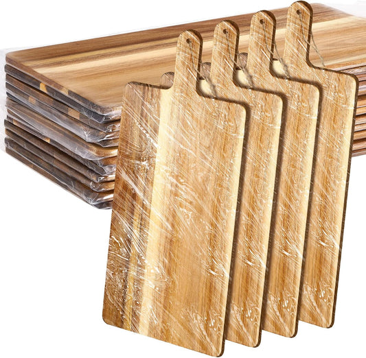 Patelai 12 Packs Wooden Cutting Board Set with Handles Large Kitchen Serving Plain Chopping Board Bulk Gifts for Mom for Vegetables Meat Pizza Cheese Fruit Bread(Acacia Wood,21.5 x 8.75 Inch)