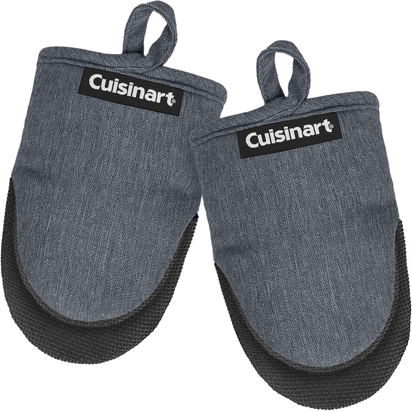 Cuisinart Mini Oven Mitts – 5.5” x 7” Heat-Resistant Kitchen Mitts for Oven with Non-Slip Neoprene Palm, Cotton Filling, and Fabric Loop – Durable Oven Mitt Set for Cooking & Baking (Charcoal)