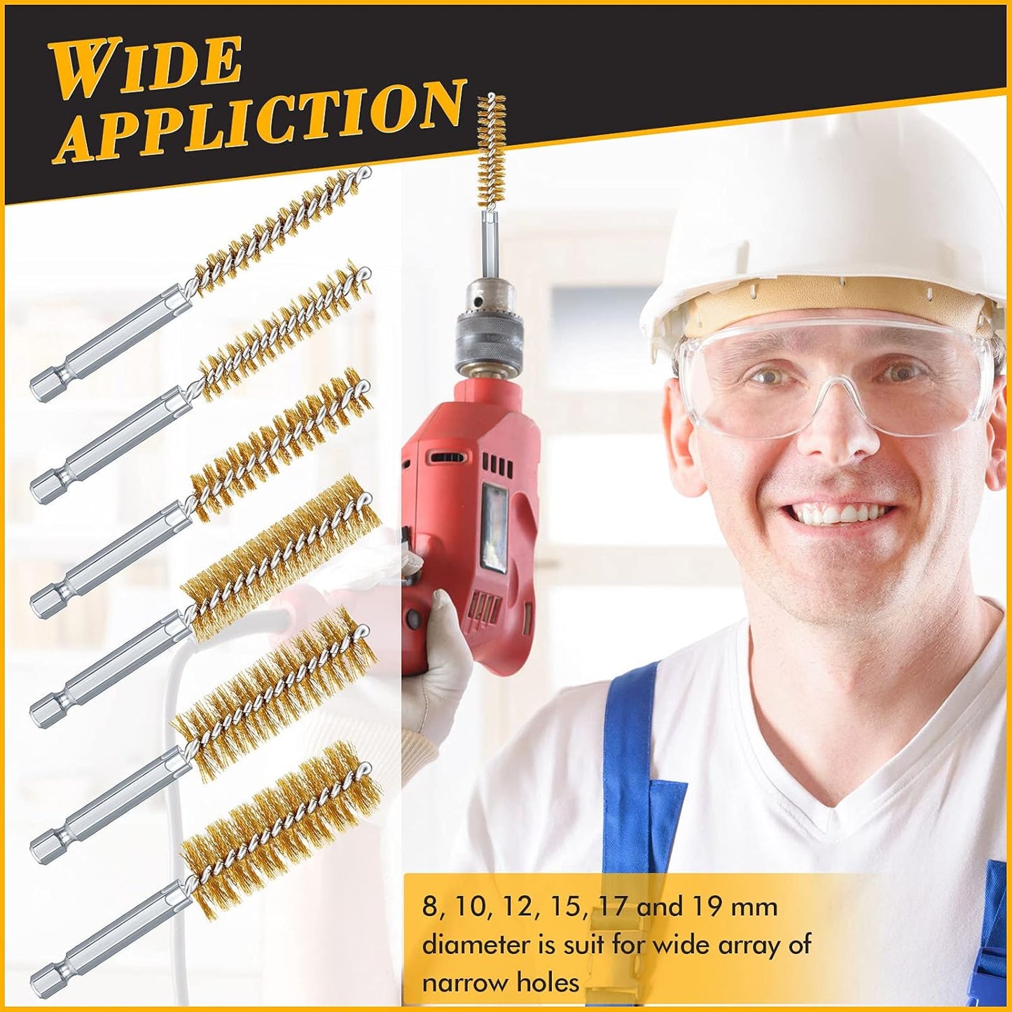 12 Pieces Bore Brush for Drill Wire Bore Brush Set Wire Cleaning Set Stainless Steel Cleaning for Power Drill Impact Driver (Stainless Steel,Brass)