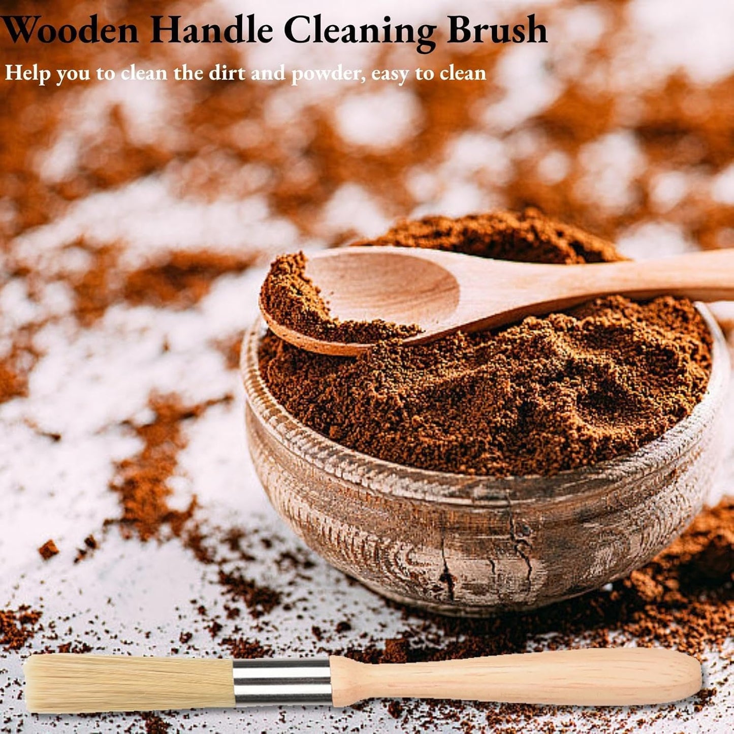 Coffee Grinder Cleaning Brush, Espresso Cleaning Brush Wooden Handle Espresso Machine Brush Cleaner Tool for Bean Grain Coffee Tool Home Kitchen
