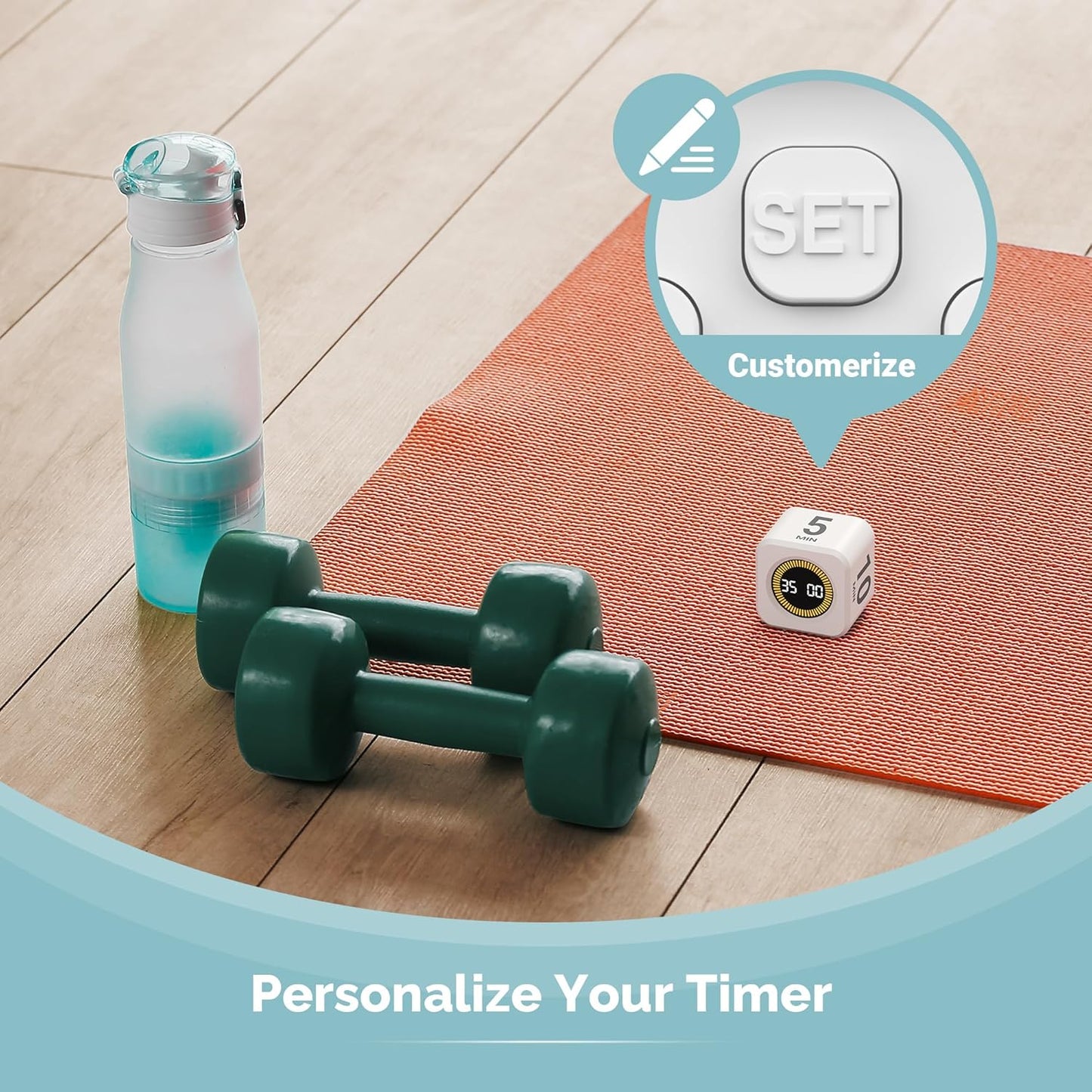 KADAMS Pomodoro Cube Timer Productivity Visual Timer - 5/10/25/50 Min Rotating Countdown (Black + White)