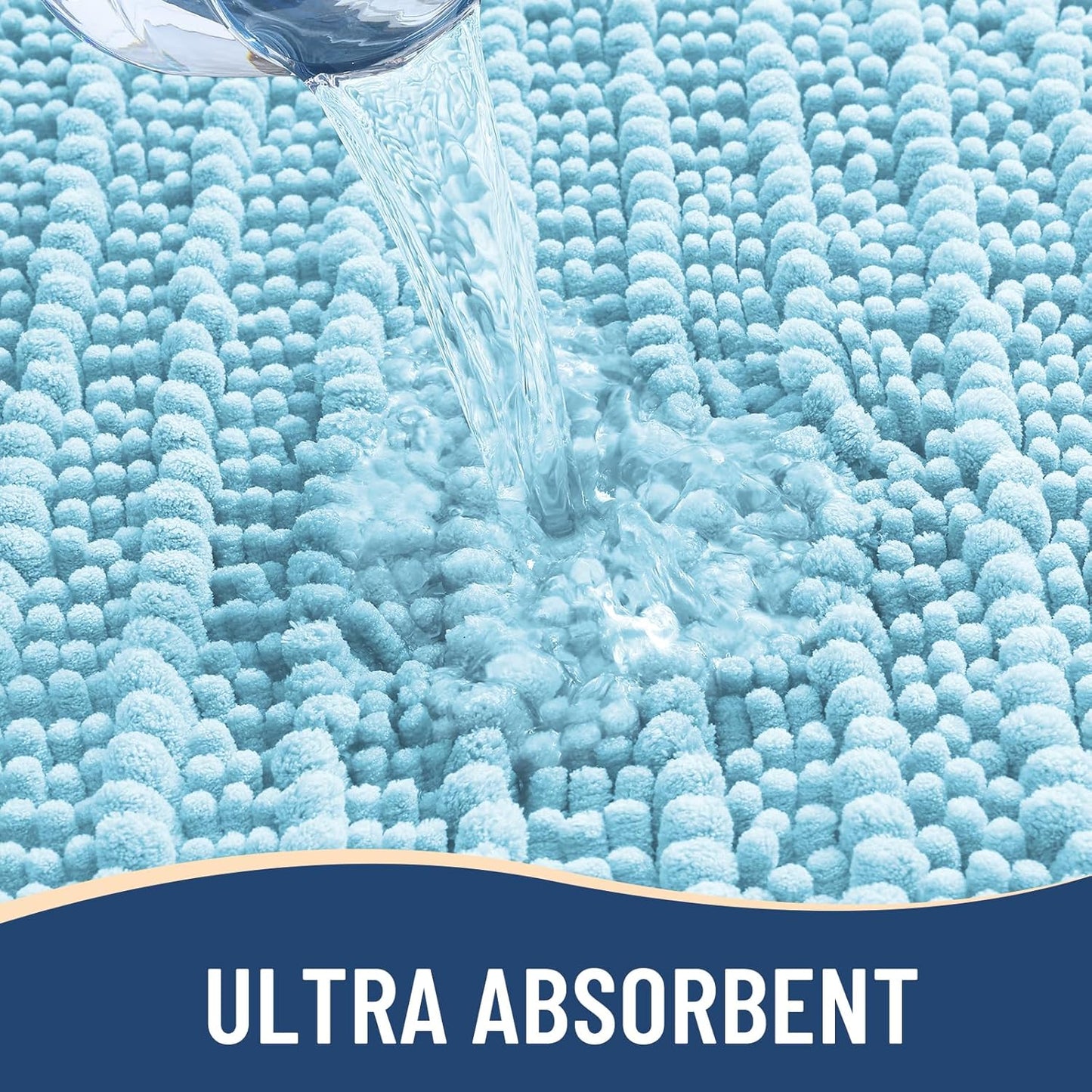 Arotive Luxury Chenille Bathroom Rug Mat, Extra Soft Thick Absorbent Shaggy Bath Rugs, Non-Slip Machine Wash Dry, Plush Bath Mats for Bathroom, Shower and Tub, 47x32, Blue