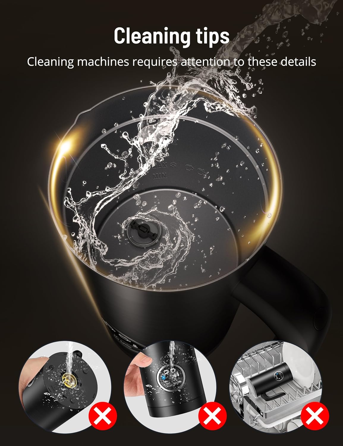 Milk Frother, Airyoyo 4-in-1 Milk Frother with Stand, Electric Milk Frother and Steamer Hot& Cold Foam Temperature Control, Auto Shut-Off Frother for Coffee Latte