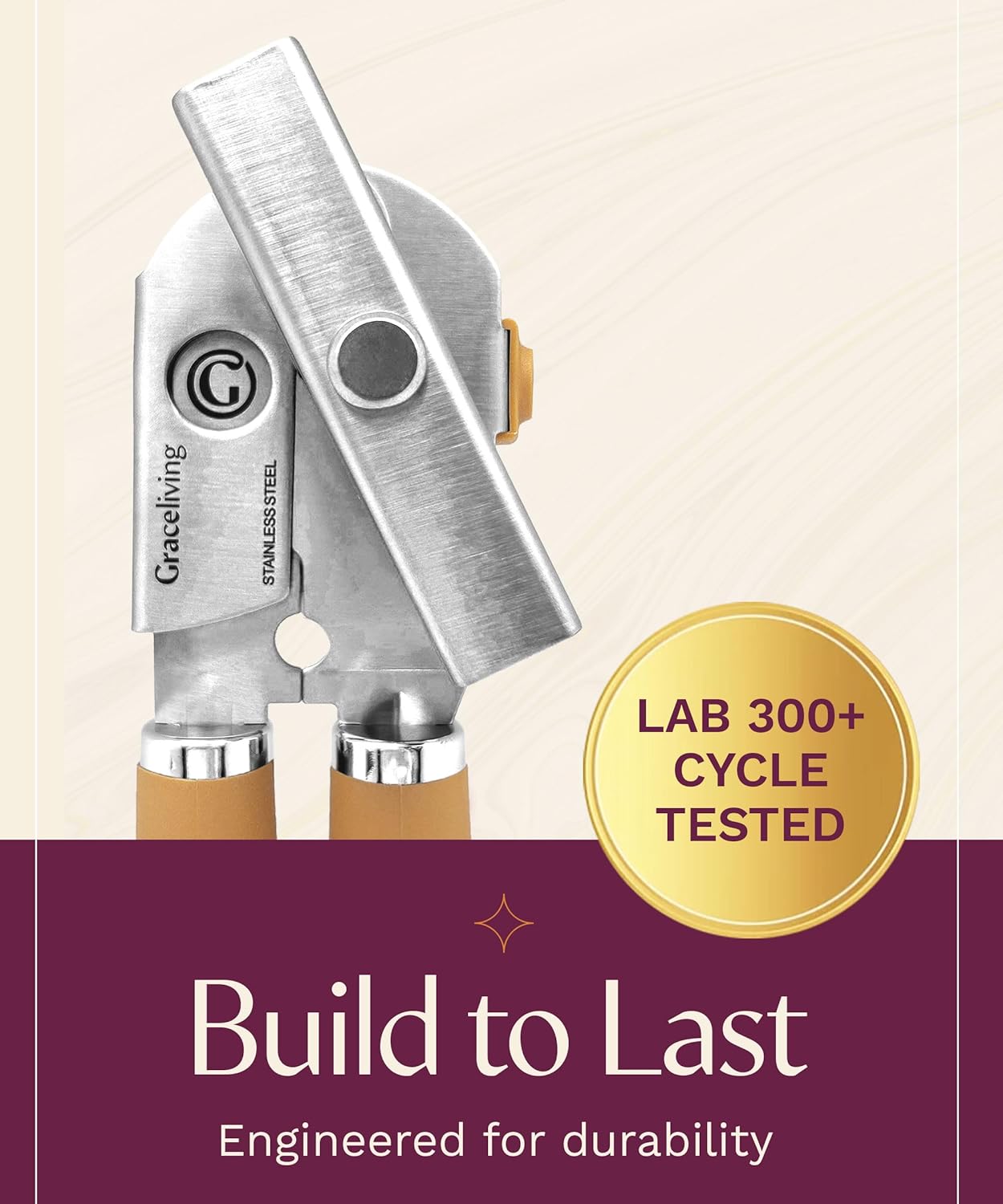 Premium Multifunctional Magnetic Manual Can Opener and Bottle Opener, Heavy Duty Stainless Steel Sharp Cutting Blade and Oversized Easy Turn Knob, Soft-Touch Handle, Kitchen Use, Orange