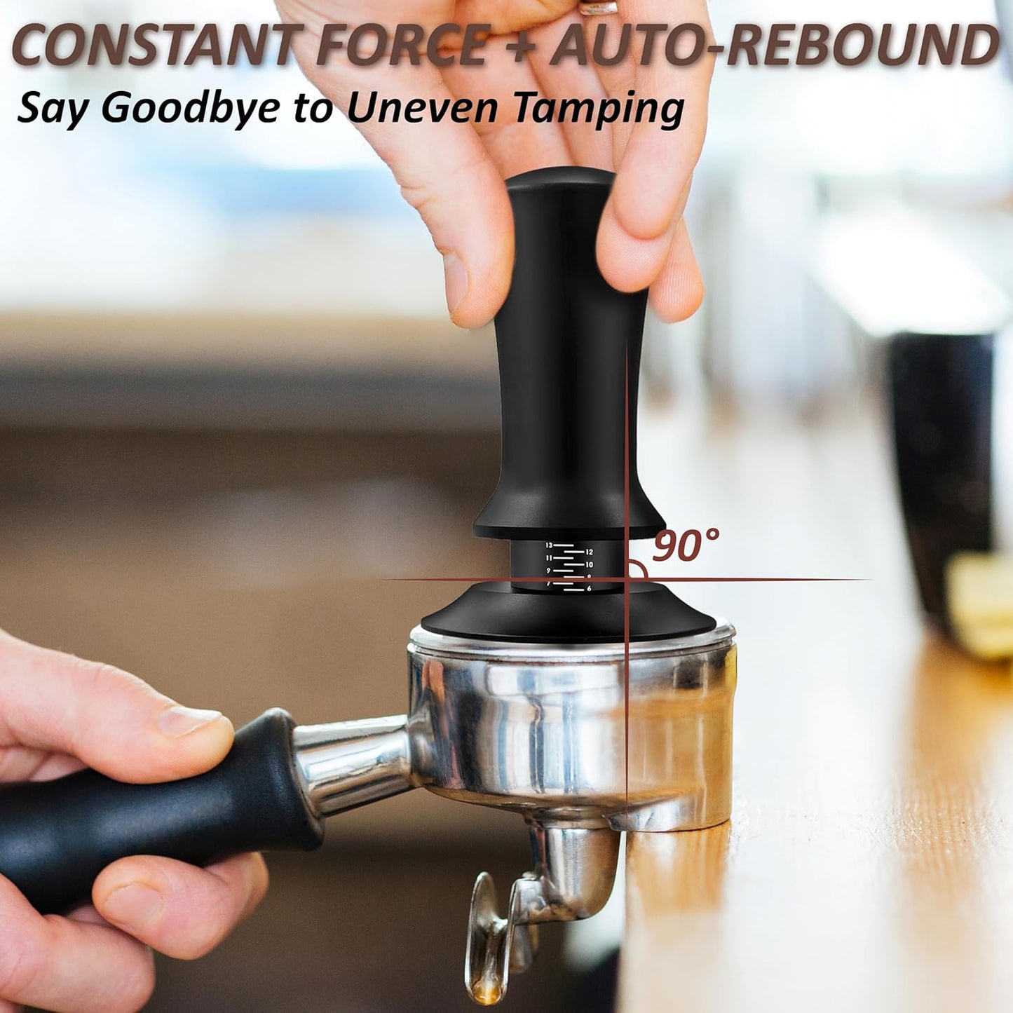 51mm Espresso Tamper with Precise Scales, Adjustable Constant Pressure Coffee Tamper for Espresso Machine, Spring-Loaded Auto-Return Espresso Accessories for Home Commercial Espresso Brewing