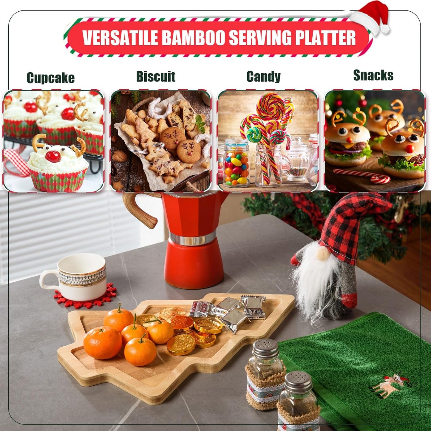 3 Pcs Christmas Wooden Appetizer Tray Christmas Tree Shaped Wooden Serving Platter Sushi Serving Tray Wood Charcuterie Board Tray Snack Dessert Candy Dish Plate for Christmas Home Kitchen,15x11x0.59