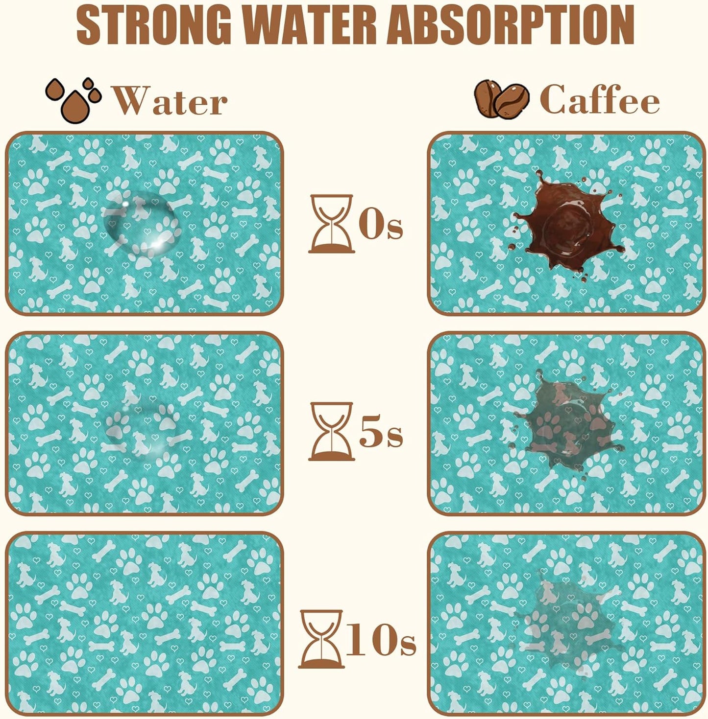 Dish Drying Mat Dog Paws and Bones Coffee Bar Mat for Countertop Absorbent Rubber Backed Hide Stain Dish Drainer Rack Pad Espresso Machine Coffee Pot Dining Room Decoration 11.8 x 19.7 Inch