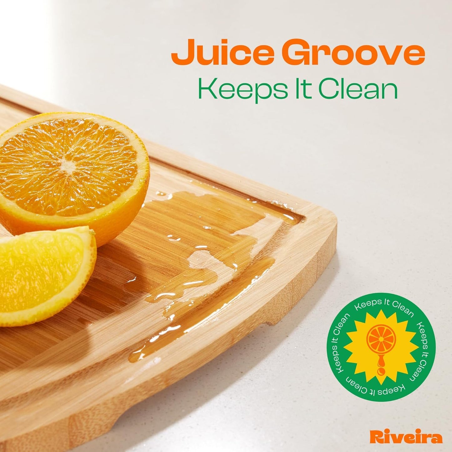 Riveira Two Tone Bamboo Wood Cutting Board – Gourmet Bamboo Grandeur: 20 x 14 Wooden Cutting Board – Wooden Cutting Boards For Kitchen Decorative – Innovative Juice Grooves Wooden Chopping Board