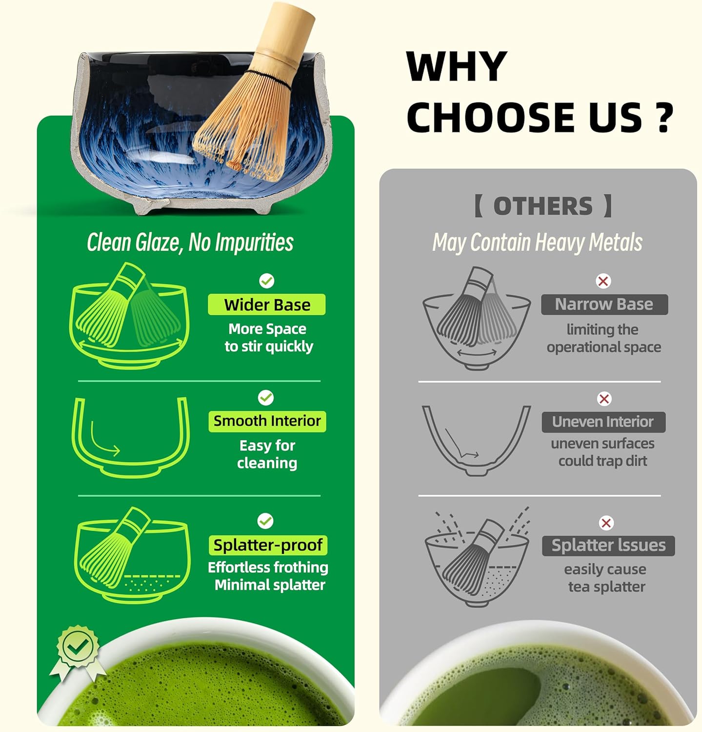 TEANAGOO 7 Pcs Matcha Whisk Set, Matcha Set for Ceremony, Matcha Kit Junware-Blue, Matcha Tea Set for Making Breakfast/Latte, Matcha Whisk Gift Set and Bowl with All Accessories