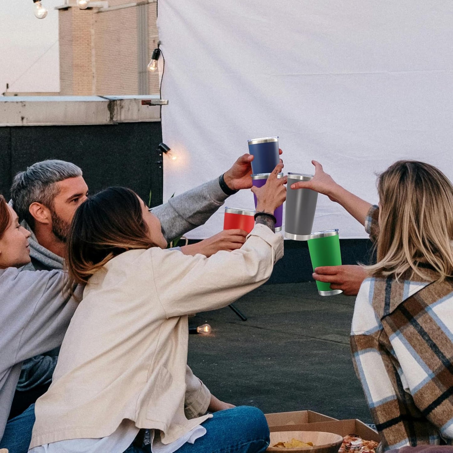 20oz Tumbler Bulk Stainless Steel Tumblers with Lid Vacuum Insulated Double Wall Travel Coffee Mug Powder Coated Tumbler Cup for Hot and Cold Drinks(Grey, 12 pack)