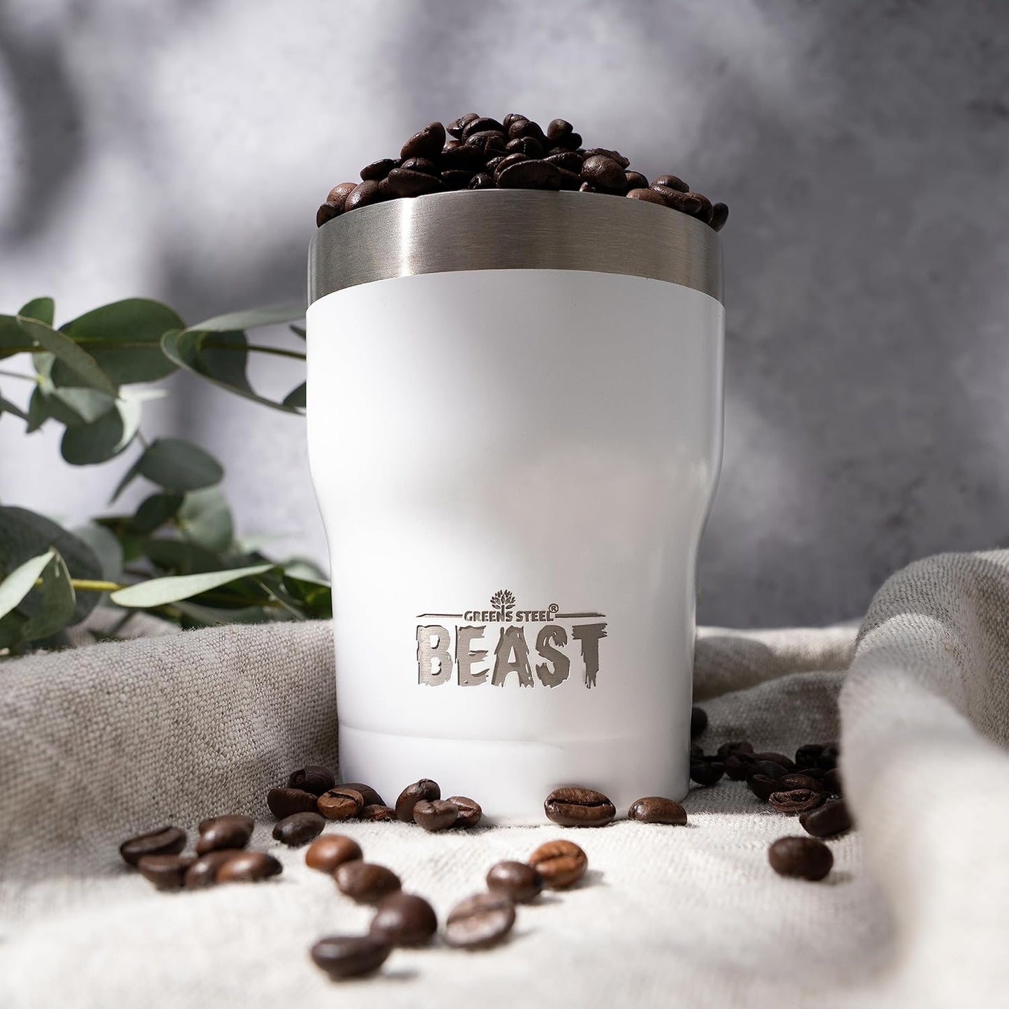 Beast 10 oz Tumbler Stainless Steel Vacuum Insulated Coffee Ice Cup Double Wall Travel Flask (Arctic White)
