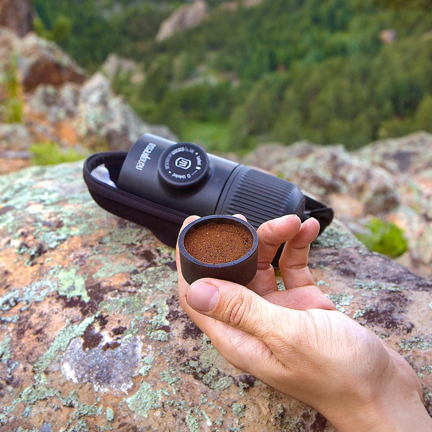 WACACO Nanopresso Portable Espresso Maker Bundled with Protective Case, Mini Travel Coffee Machine, Perfect for Camping, Travel and Office（ Black）