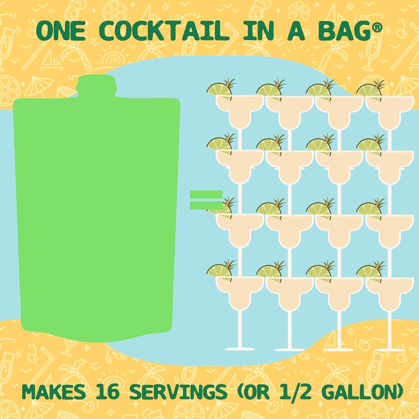 Lt. Blender's Margarita in a Bag - Margarita Mix - Each Bag Makes 1/2 Gallon of Frozen Margaritas – Non-GMO Cocktail Mix - No Blender Needed – Add Liquor, Wine or as a Mocktail (Pack of 5)