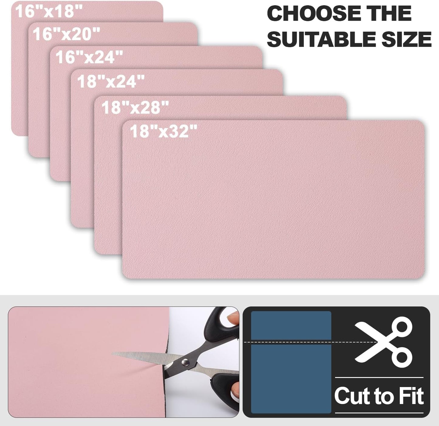 Dish Drying Mat for Kitchen Counter | Coffee Bar Mat for Countertops | Heat Resistant Drainer Mat with Non-slip Rubber Backed | Hide Stain Kitchen Absorbent Draining Mat | Pink 16"x18"