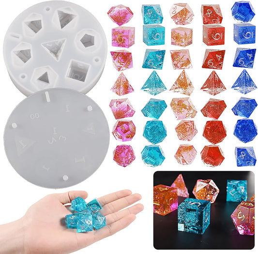 7 Cavities Dice Resin Mold - Resin Casting Silicone Molds for Home Decor & Candle Making Wave Spiral Mold