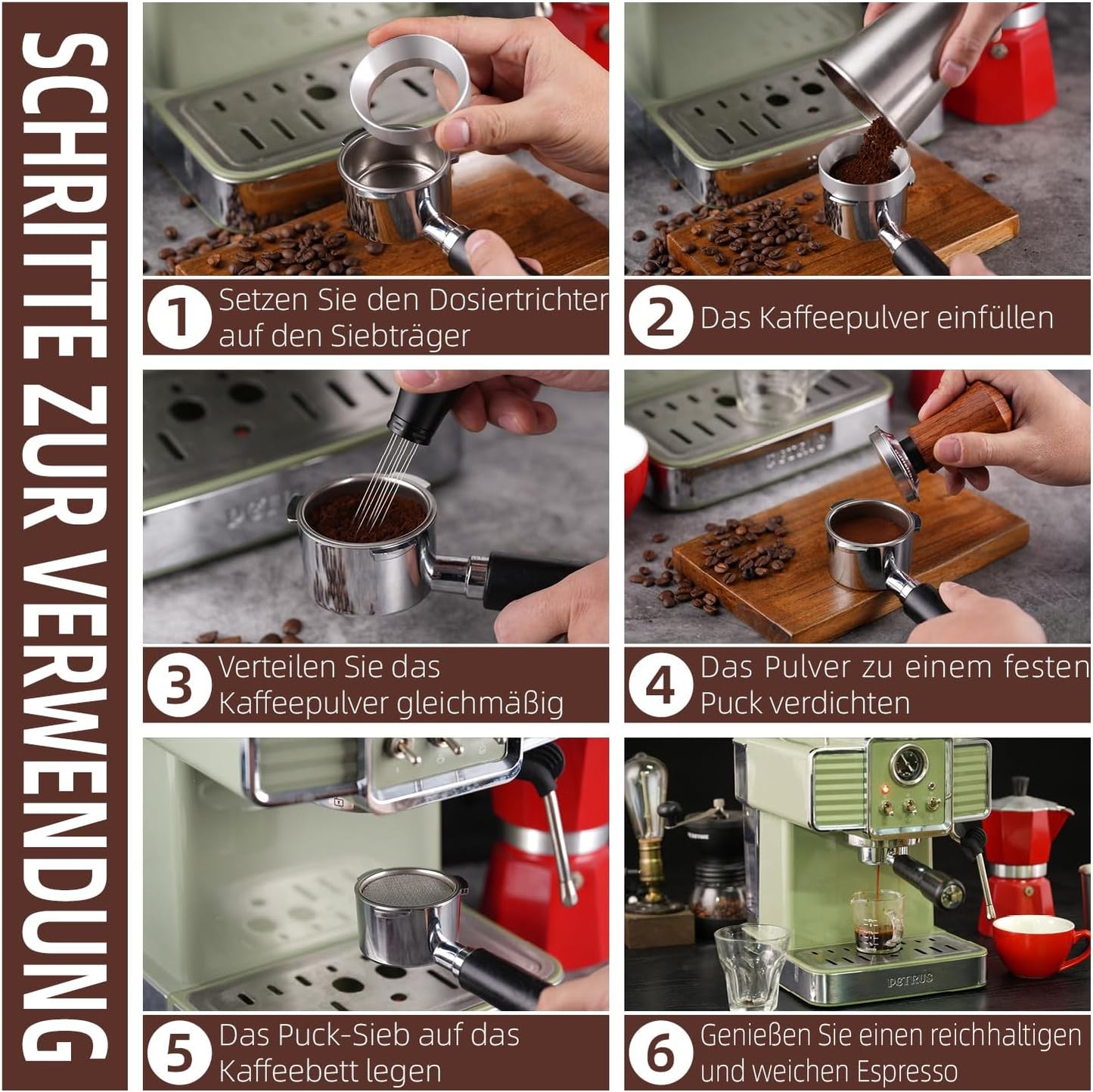 58mm WDT Tool Espresso Accessories Kit,GdHaHSP Dosing Funnel and Puck Screen Set,Espresso Stirrer Distribution Tool,Espresso Whisk for espresso tools