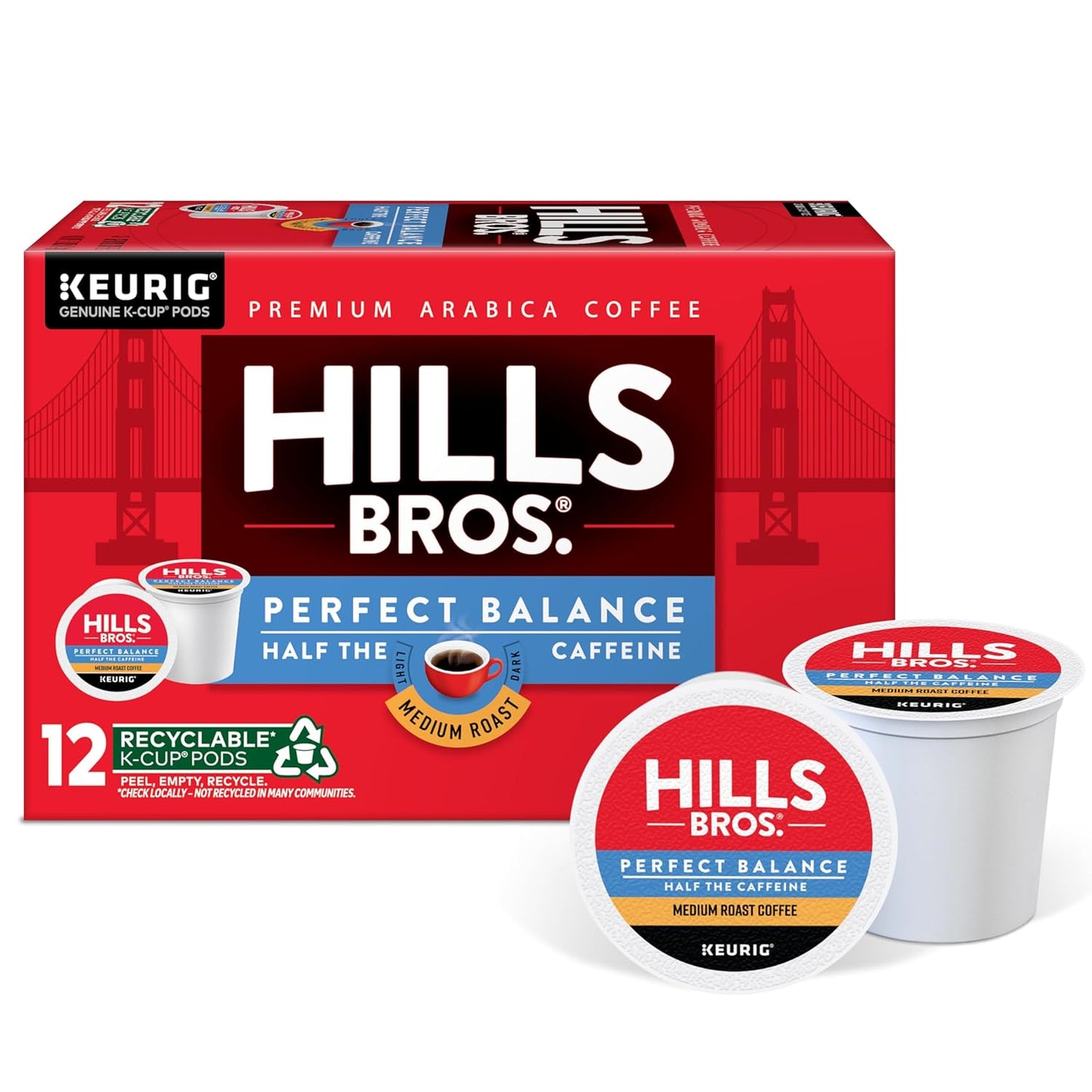 Hills Bros. House Blend Keurig K-Cup Pods for Keurig Brewers – Dark Roast Premium Arabica Blend, Kosher – 1 Pack of 12 Single Serve Pods