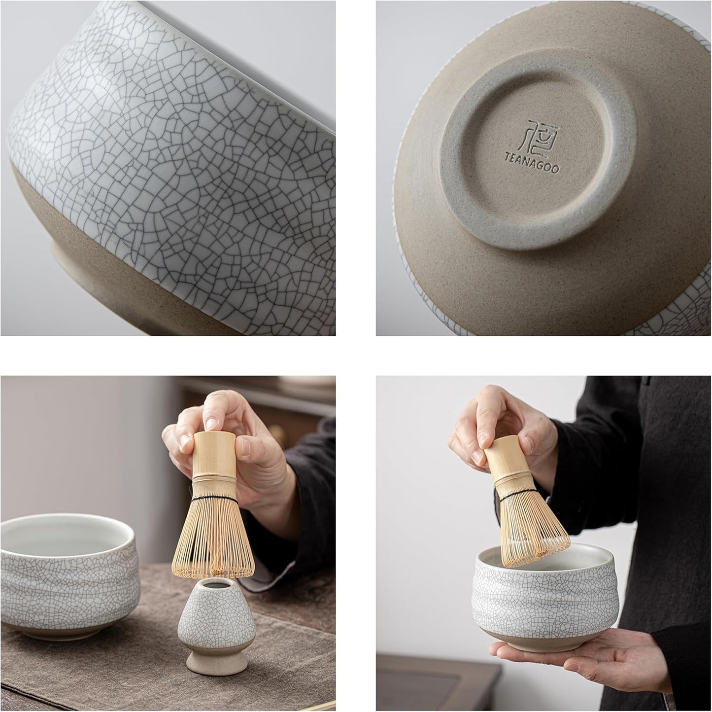 TEANAGOO Matcha Whisk Set, 7 Pcs Matcha Set, Matcha Kit for Ceremony, Matcha Tea Set for Making Breakfast/Latte, Matcha Whisk Set and Ceramic Bowl with All Accessories, Gift for Matcha Lover