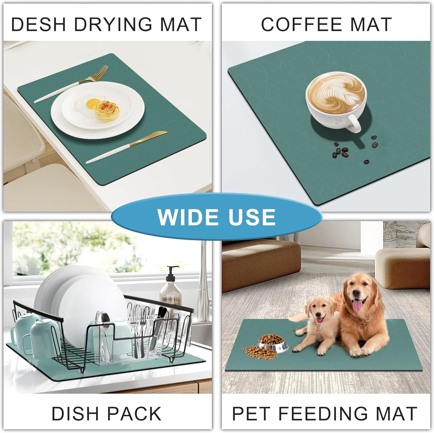 GOLENER Coffee Maker Mat For Countertops, Absorbent, Washable, Reversible Microfiber Dish Drying Mat For Kitchen Accessories, Under Small Appliance Mats