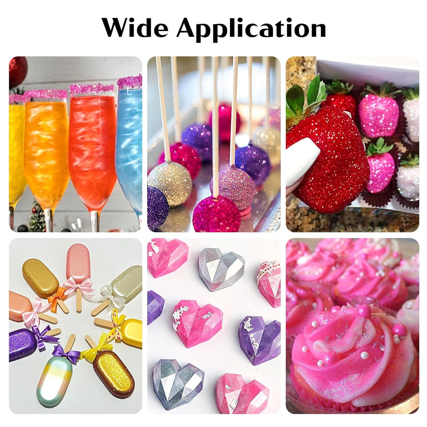 Edible Glitter for Cocktails - 14 Colors Luster Dust Edible Drink Glitter Food Grade Metallic Shimmer Powder Cake Sprinkles for Beverage Chocolate Candy, 5g/Bottle