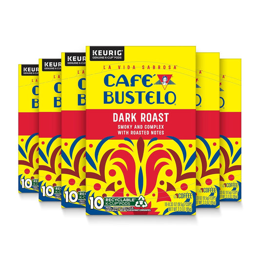 Café Bustelo Dark Roast Coffee, 10 Ct. K-Cup pods (Pack of 6)