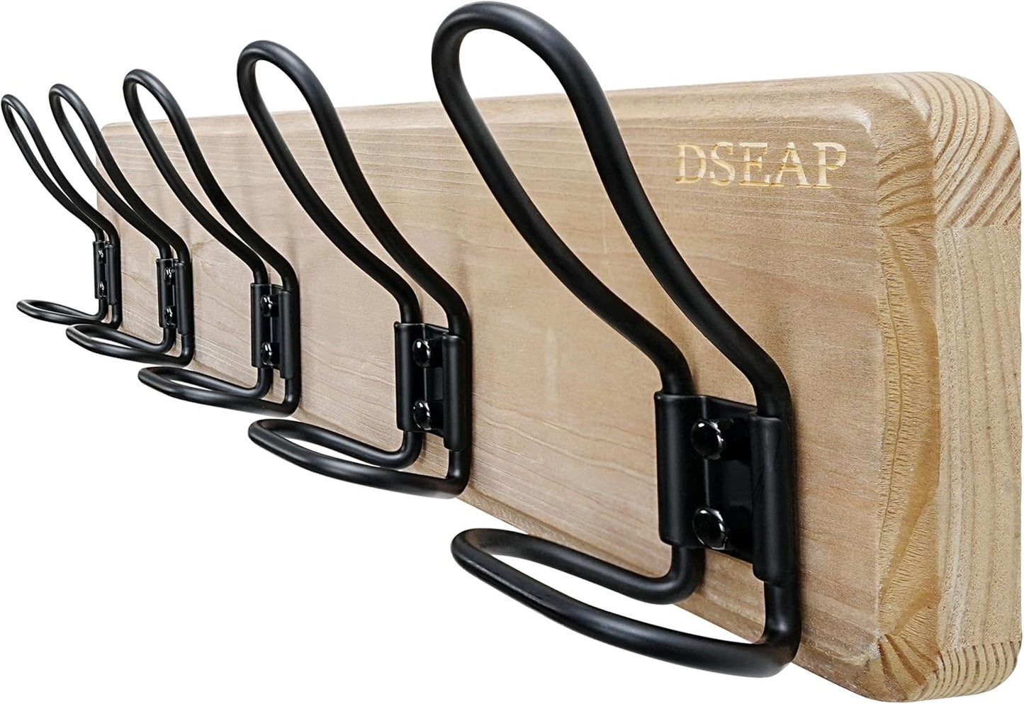 Dseap Coat Rack Wall Mounted - Heavy Duty Farmhouse Rustic Wall Coat Hanger With 5 Wire Hooks for Clothes Hat Jacket Towel, RusticWire, G25A, Weathered Brown & Black