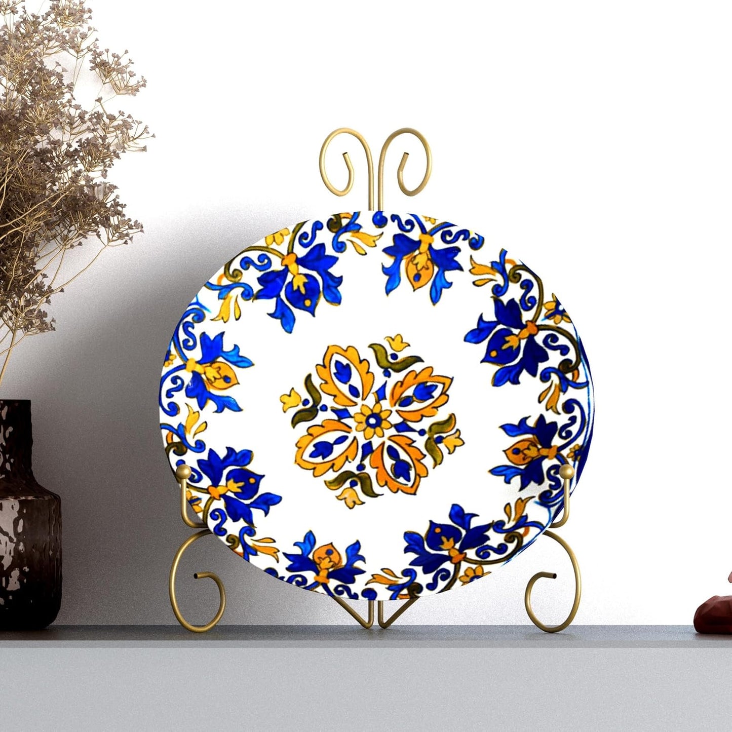 Iron Plate Stand for Display with Folding Design, Picture Stands for Tables, 12 Inch Large Easels for Displaying for Book, Art Piece, Photo and Platter, 12’’ Gold, 2-Pack