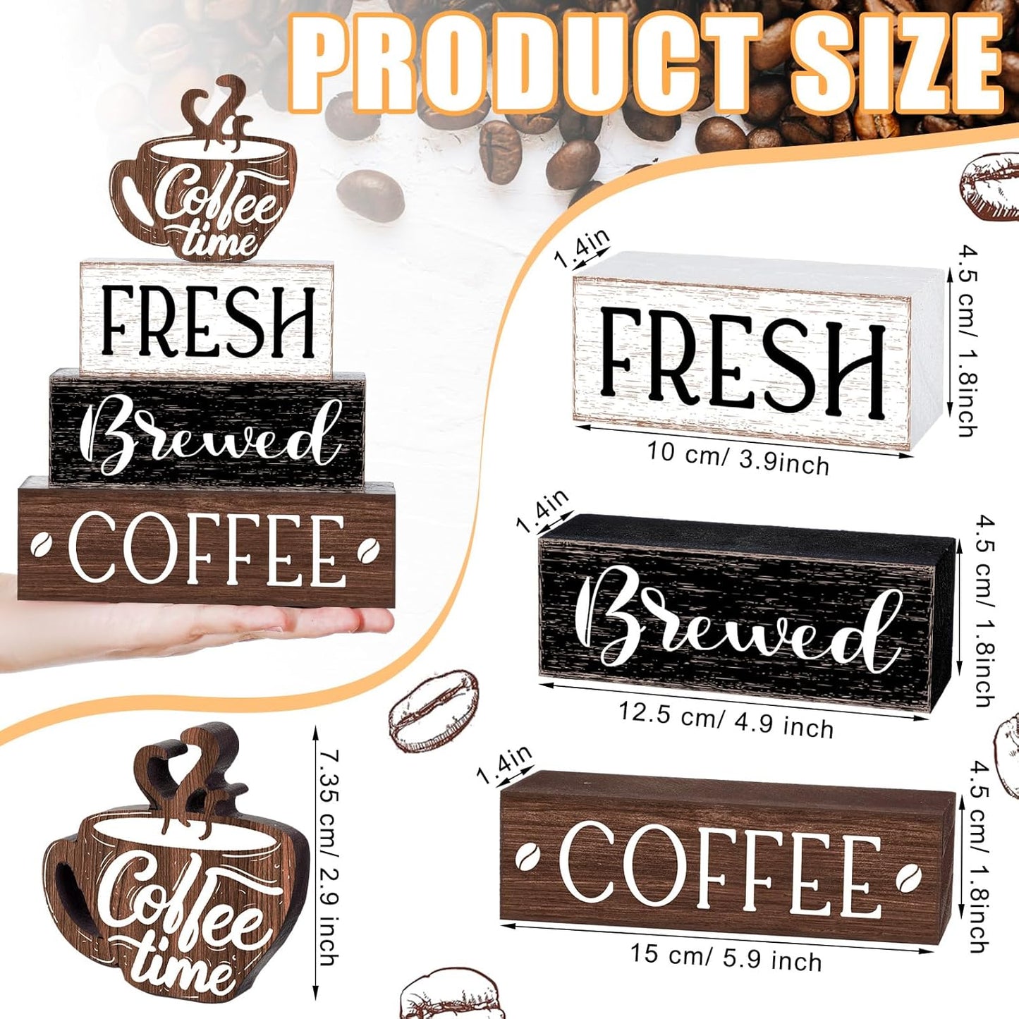 Farmhouse Coffee Bar Accessories Decorations Rustic Coffee Wood Sign Cafe Table Centerpieces Rustic Cafe Bar Decorations for Home Kitchen Shelf Desk Tiered Tray Decor