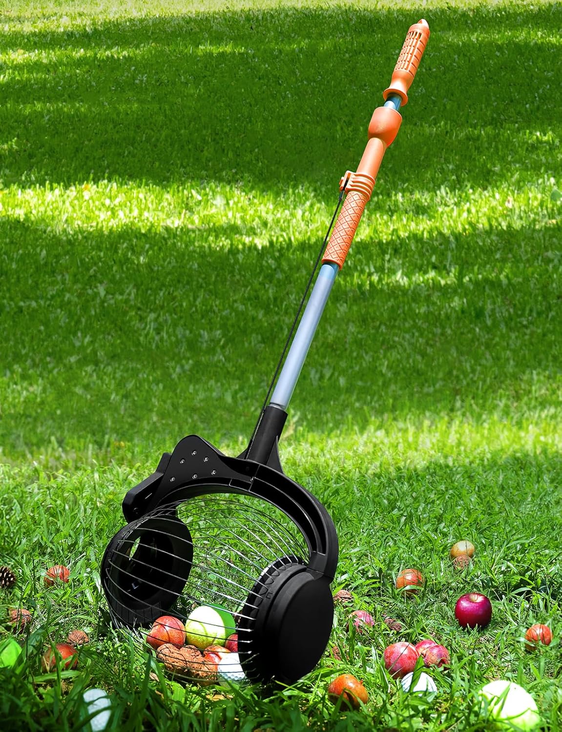 Acorn Picker Upper Roller for Walnuts - Nut Gatherer with 1.8-Gallon Capacity, No-Bend Emptying Design，Suitable for 1.2"-3.6" Walnuts,Chestnuts, Fallen Apples & Tennis Balls