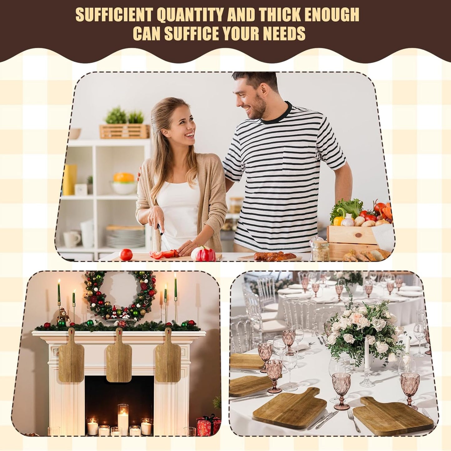 Lounsweer 6 Pcs Thicken Cutting Board Bulk Wood Board for Chopping Serving Charcuterie Material for Laser Engraving Mother' Day Wedding Housewarming Gift