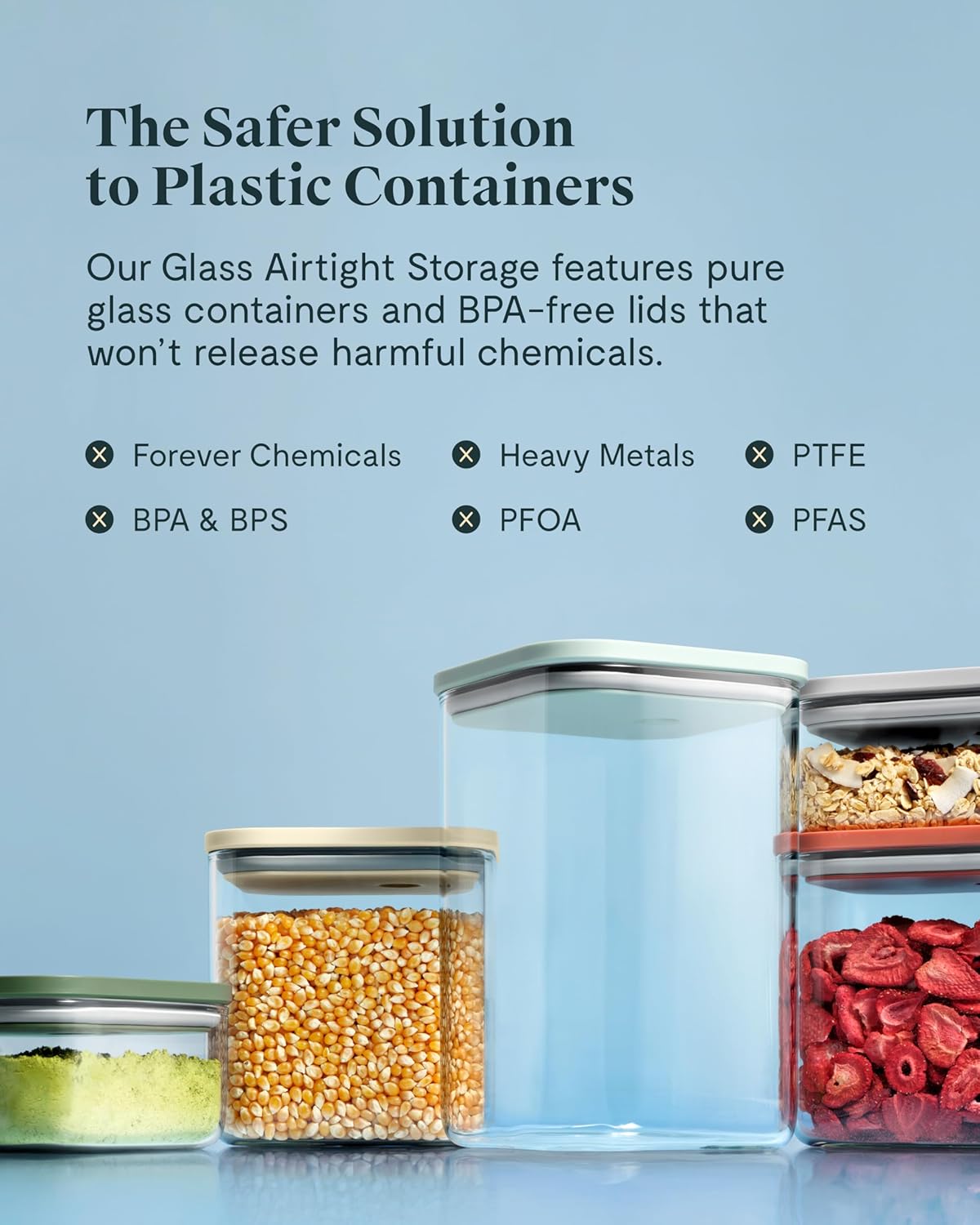 Caraway 1qt Glass Airtight Food Storage Container with Lid – Non-Toxic, BPA-Free Kitchen Storage Container – Stackable, Space-Saving Airtight Container for Dry Goods and More - Gray