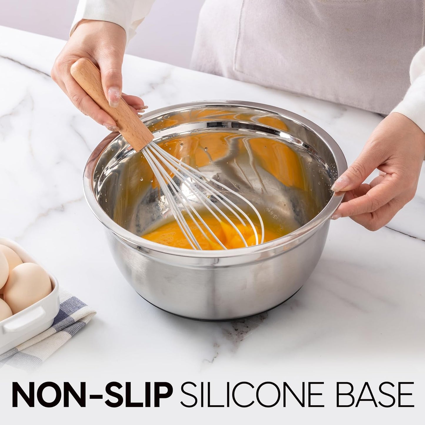 COOK WITH COLOR Stainless Steel Mixing Bowls Set with Lids - Nesting Bowls with Non-Slip Bottom, Black, 12 Pieces