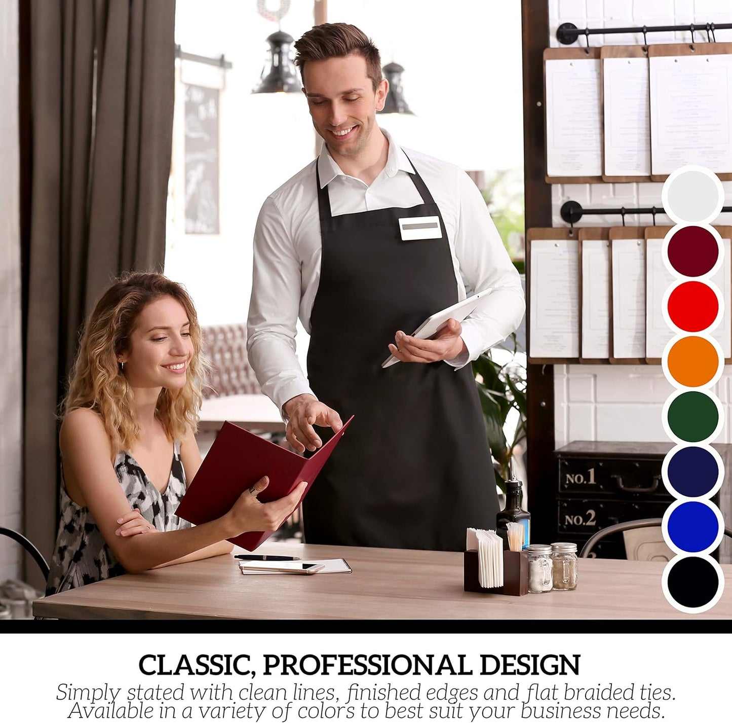 GREEN LIFESTYLE 120 Pack Professional Chef Apron – Grilling Aprons for Men, Waterproof Cooking Apron for BBQ, Work or Restaurant Use, Kitchen Aprons for Women – Orange, No Pockets