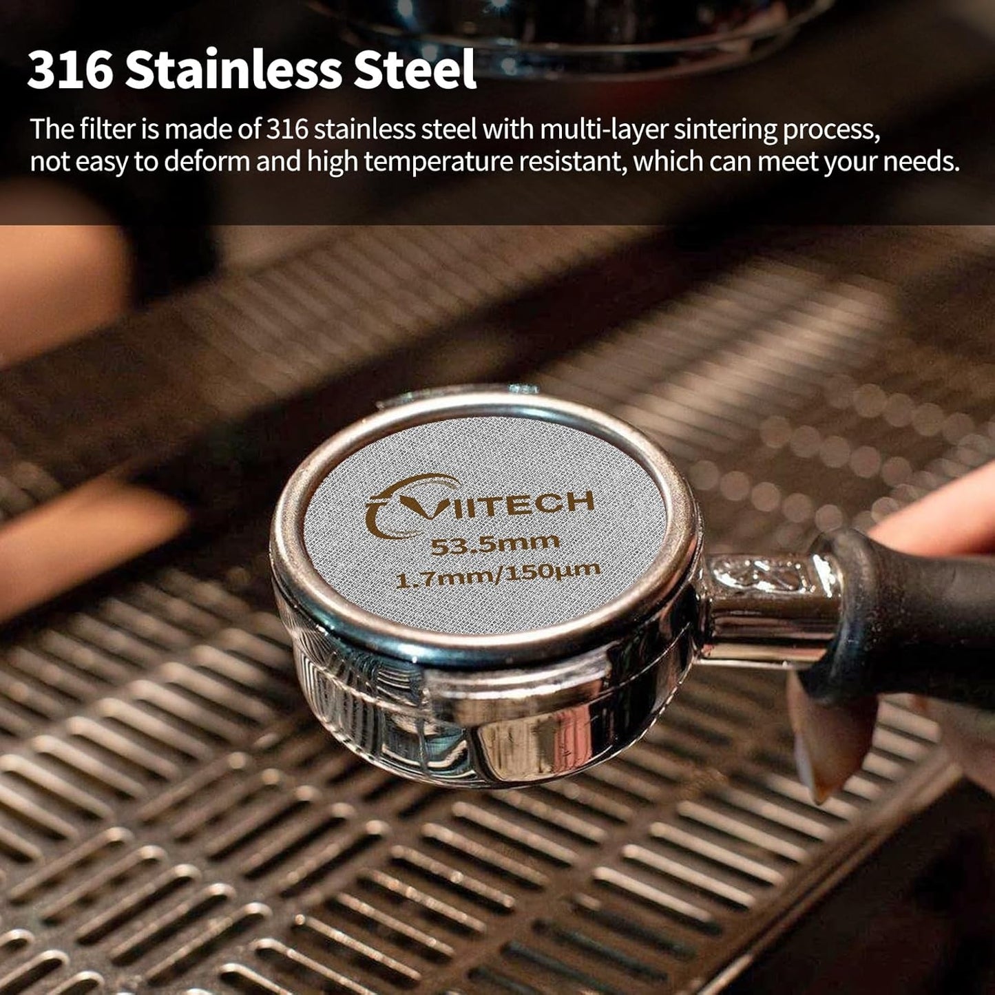 2 PCS Espresso Puck Screen, Espresso Filter Screen for 53.5mm Portafilter, Reusable 1.7mm Thickness 150μm, 316 Stainless Steel Coffee Filter Replacement, Coffee Puck Filter for Espresso Machine