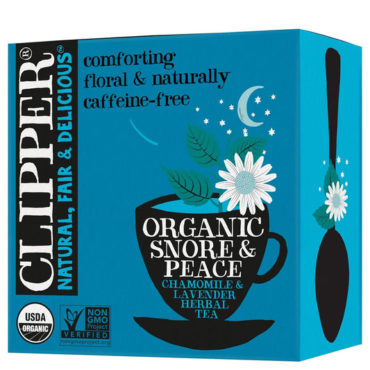 Clipper Tea Snore and Peace Chamomile & Lavender Herbal Tea – Caffeine Free, USDA Organic, Great Hot or Iced – Comfortingly Floral, Natural, Fair & Delicious – 50 Tea Bags