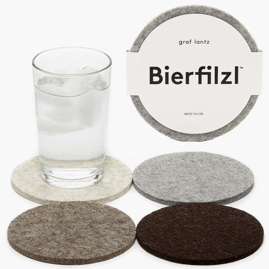 Graf Lantz - Bierfilzl Merino Wool Round Coasters Set of 4 - Earth (4" Circles) - Absorbs 30% of Weight - German Wool - Heat Resistant, Sustainable, & Reusable - Home Decor & Coffee Table Decor
