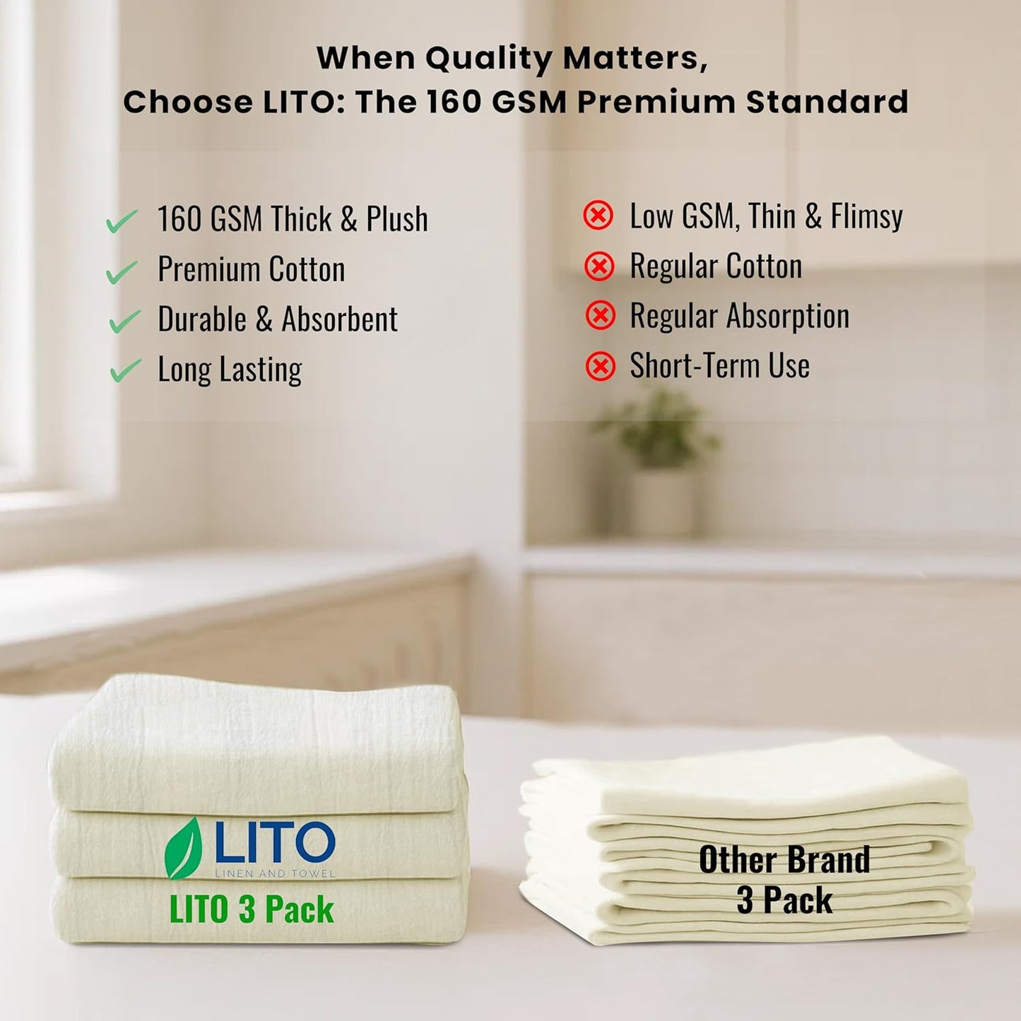 Flour Sack Towels | Tea Towel for Crafts| Kitchen Dish Cotton Blank Towel for Embroidery| Baking Bread Proofing Linen Cover| Thick Absorbent Quick Dry |3 Pack 28"x28" Natural