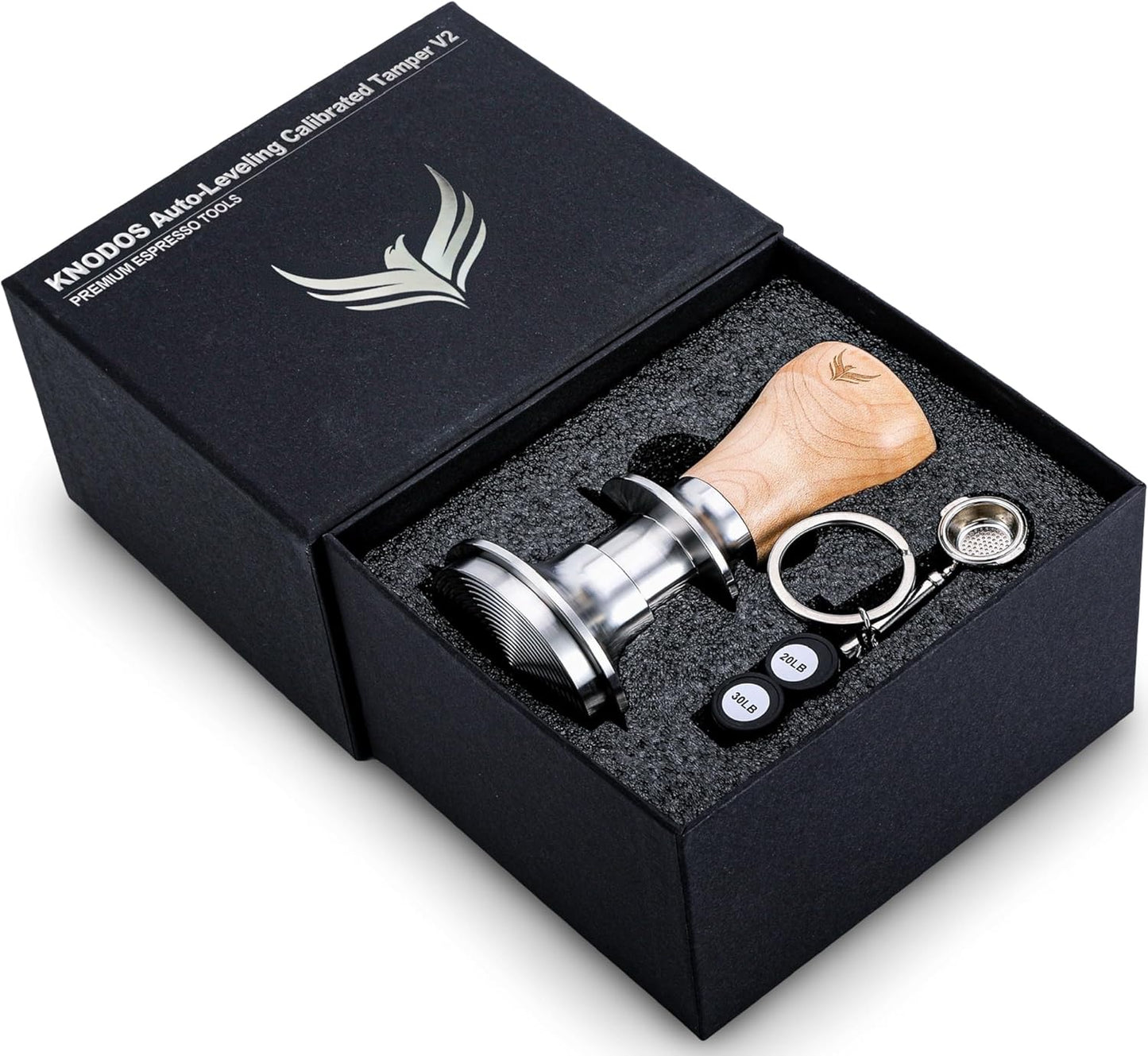 58.5mm Tamper Fits 58mm Portafilters Calibrated Auto-Leveling and Double Spring Loaded Design Stainless Steel Ripple Base Espresso Tamper with 20lb / 25lb / 30lbs Replacement Springs