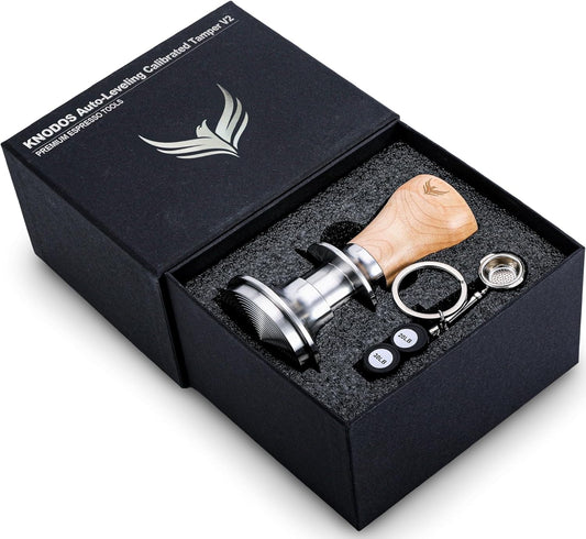 58.5mm Tamper Fits 58mm Portafilters Calibrated Auto-Leveling and Double Spring Loaded Design Stainless Steel Ripple Base Espresso Tamper with 20lb / 25lb / 30lbs Replacement Springs