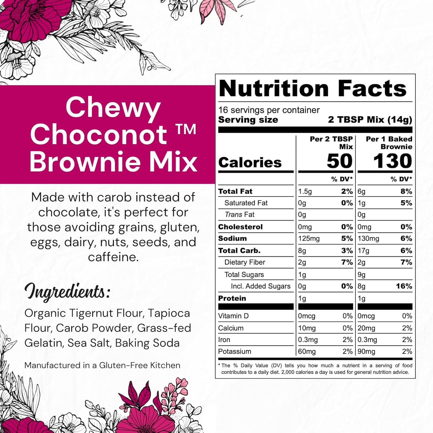 eat G.A.N.G.S.T.E.R. Chewy Choconot Brownie Mix - Allergy-Friendly Baking Mix, Grain-Free, No Dairy, Nuts, Gluten, Dairy - For Paleo & AIP Diets, Try with Chocolate or Carob Chips & Nut Butters